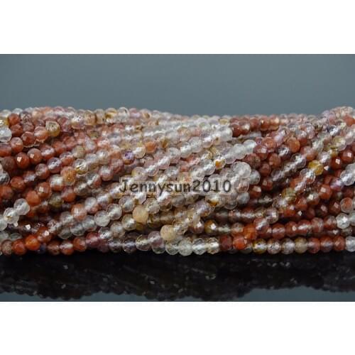 Grade AAA Brilliant Cut Shining Natural Red Quartz Rutilat Gems Stones 3mm Faceted Round Beads 15" Jewelry Making 2 Strands/Pack