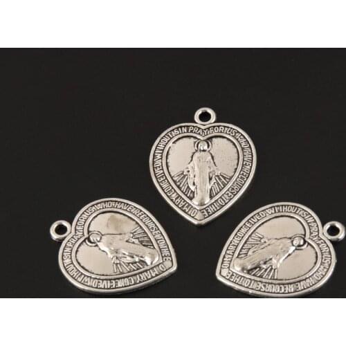 20pcs Charms Round Jesus Religious Beliefs Silver Color Pendant For DIY Handmade Jewelry Making Findings Accessorie