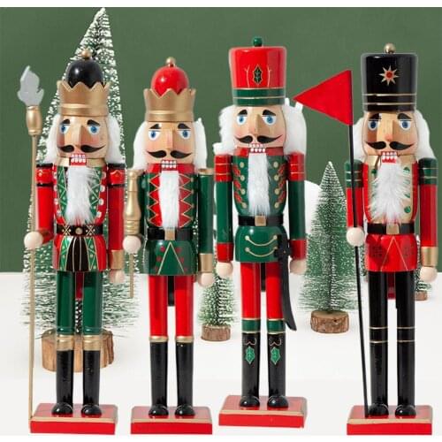 50CM Wooden Nutcracker Doll Soldier Figurines Handcraft Puppet Childrens Room Decoration New Year Christmas Ornaments
