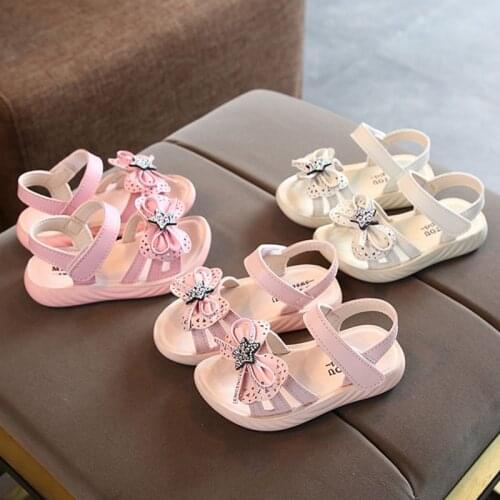 Summer Girls Sandals Baby Bows Princess Shoes Fashion Soft Bottom Toothy Sandals Beach Shoes For Kids Children