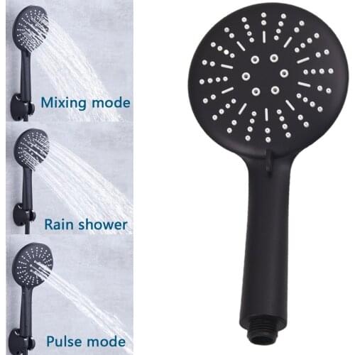 Black Rainfall Shower Head 3 Function High Pressure Hand Held Spray ABS Matte Wall Mounted Water Saving Shower Sprayer