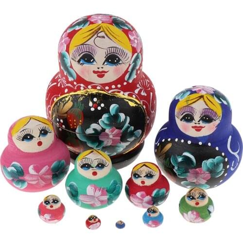 MagiDeal 10x Colorful Russian Nesting Doll Babushka Matryoshka Stacking Doll Kids Children Fun Toys
