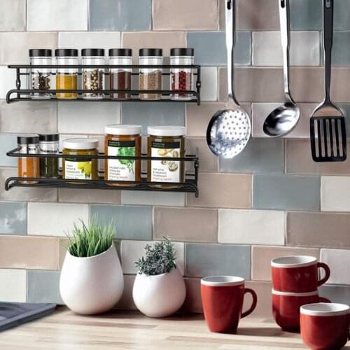 MultifunctionalPunch-free Hanging Spice Organizer Shelves Cupboard Wall- Mounted Seasoning Spice Storage Rack Restaurant Kitchen