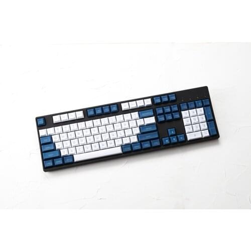 DSA Profile White And Blue Keycap Set Laser Etched PBT Custom Gaming Keycaps