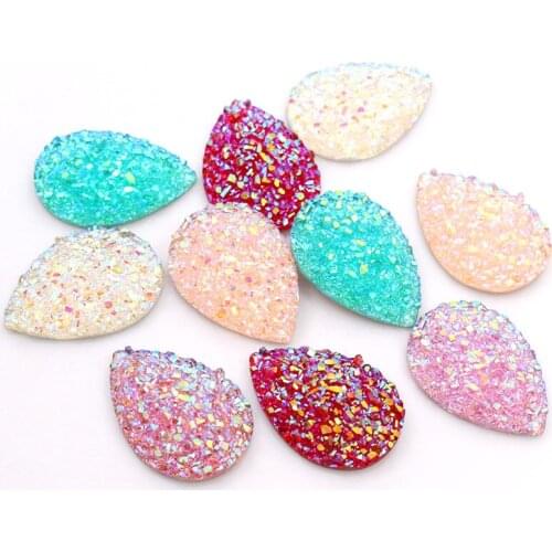 New Fashion 10pcs 18x25mm Drop Style Mix Colors Natural stone types Flat Back Resin Cabochons Cameo