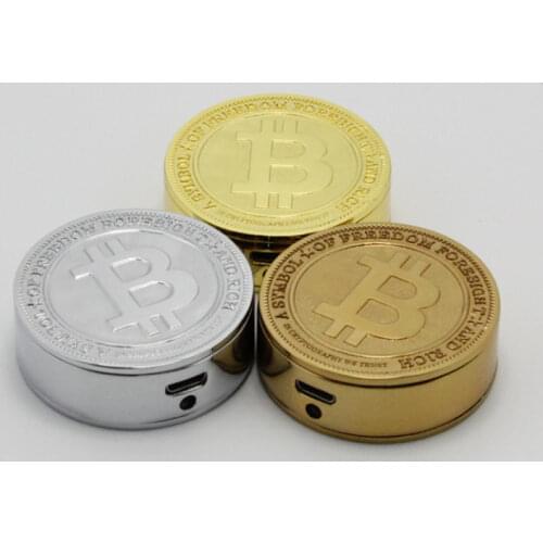 New Novelty Bitcoin USB Electronic Windproof Lighters Metal Cigar Lighter Unique Men Gadgets Bar Fire With Metal Gift Box