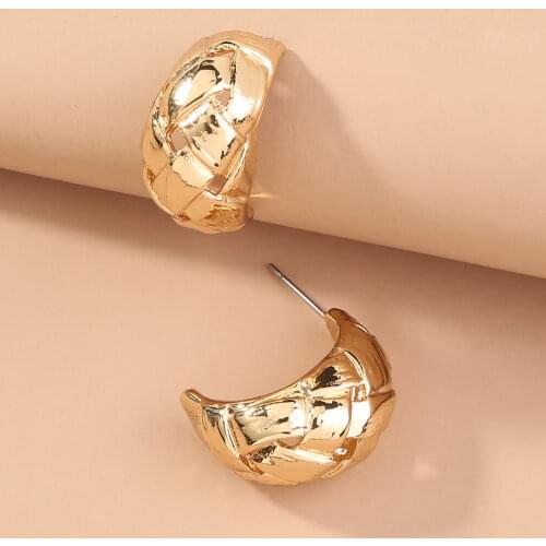 Open Wide Textured Hoop Earrings for Women Chunky C Shaped Twist Circle Earrings Statement Round Earrings Geometric Jewelry