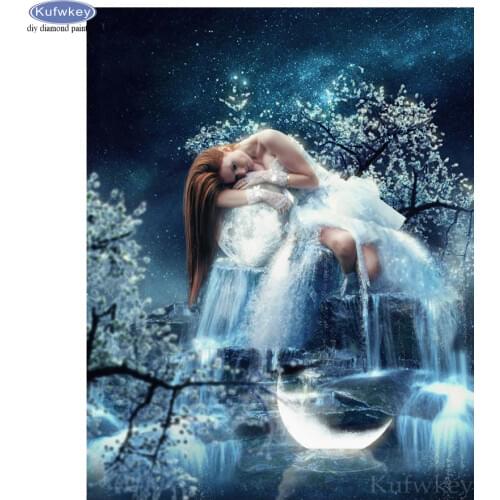 Full Resin Square Round Diamond Painting Fantasy beauty waterfall 3D Diamond embroidery landscape Needlework Mosaic Cross Stitch