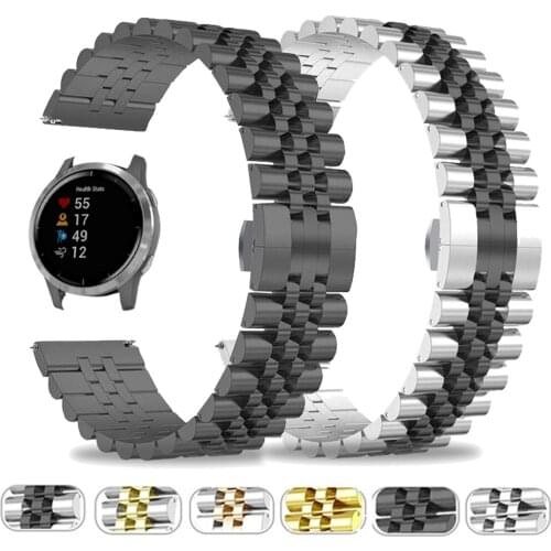 20/22mm Stainless Steel Watchband for Garmin Watch Vivoactive 3 4 Wrist Strap for Garmin Active/Vivomove HR Watch Band Bracelet