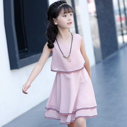 Dress For Girls Fashion Party Princess Dress Girls Sleeveless Cute Kids Clothes Chiffon Summer Girls Dress 4 6 8 9 10 12 Years