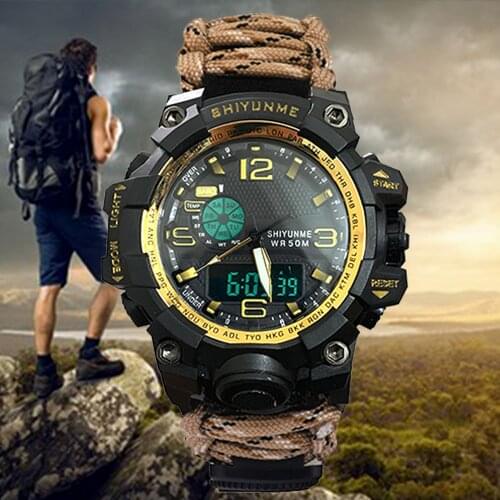 SHIYUNME 2021 New Mens Military Watch 50m Waterproof Watch Quartz Clock Mens Compass Digital Sports Watch часы мужские 1509A