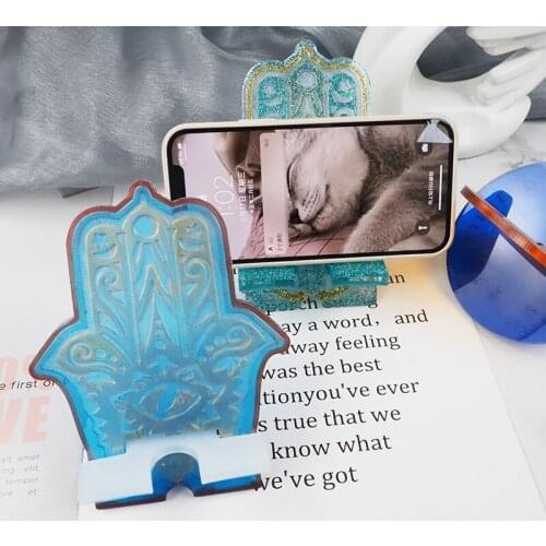 DIY Crystal Epoxy Resin Mold Mobile Phone Holder Mirror Surface Swing Table Desktop Mobile Phone Bracket Silicone Mold
