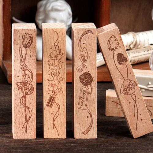 Vintage Bowknot Berries Flower Decoration Stamp Wooden Rubber Stamps For Scrapbooking Stationery DIY Craft Standard Stamp