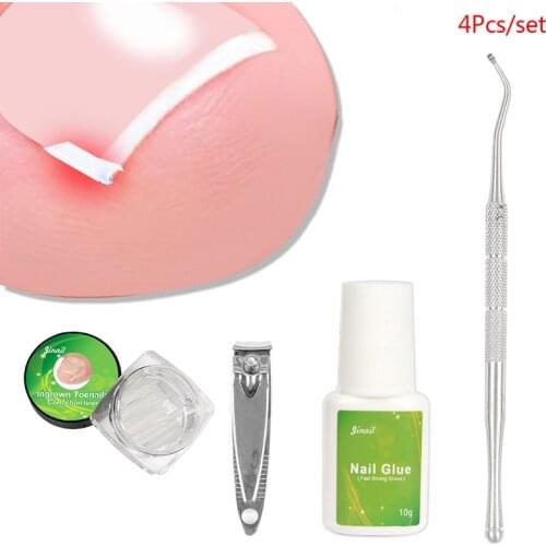 4Pcs Toenail Correction set Pad Glue Extractor Nipper Double Head twillizer+Nail clippers+Glue+Nails Straightening Clip