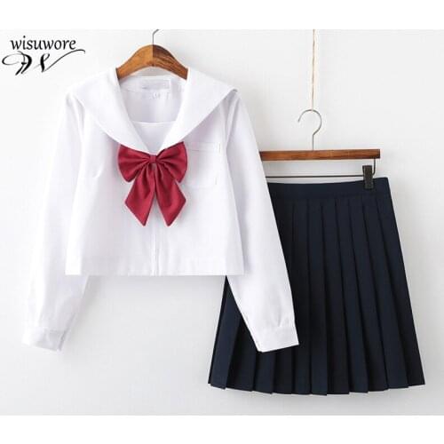 Japan Jk Uniforms Cute Sailor Suit College Middle School Uniform Dress Anime Form Pleated Skirt with Bow Tie Costumes