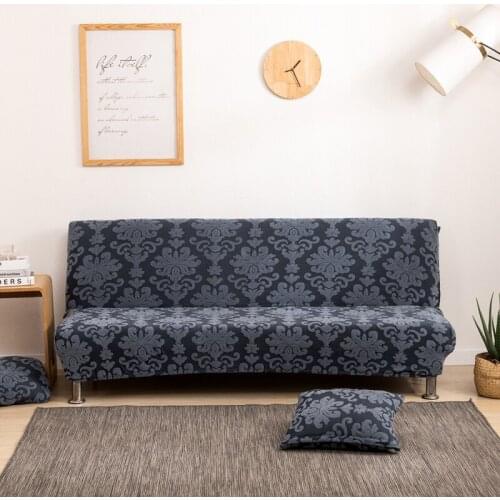 Jacquard Fabric Folding Sofa Bed Cover Stretch Couch Cover Without Armrest Folding seat Cover for Sofa Bed single seat cover