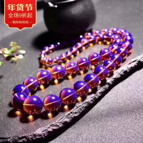 Genuine Natural Dominican Blue Amber Round Beads Necklace 5-10mm Violet Wax 6mm Women Crystal Fashion Reiki Stone AAAAA
