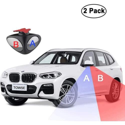 2x Black Car Blind Spot Wing Mirrors Front Wheel View Left & Right Side Rearview Dual Wide Angle Adjustable Convex Mirrors