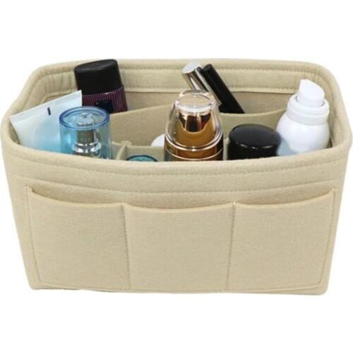 2019 Hot Women Multi Compartments Removable Makeup Cosmetic Organizer Felt Insert Bag