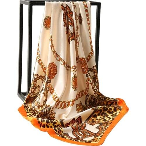 2021 Women Silk Square Scarf Lady Bandana Head Wrap Shawl Satin Foulard Female Large Hijab Neckerchief Scarves Pashmina Headband