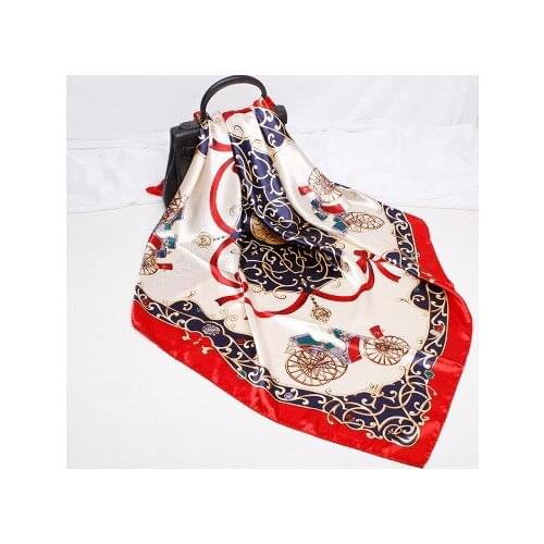 90*90cm New Carriage Ribbon Printed Scarf Womens Retro All-match Large Square Scarf women