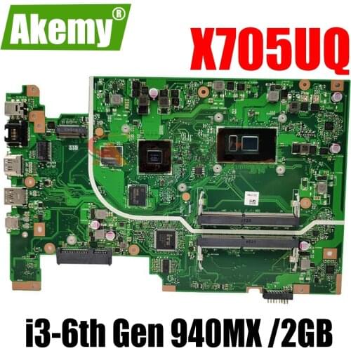 Akemy X705UQ Mainboard For Asus Vivobook 17 X705U X705UQ X705UV X705 Laptop motherboard test i3-6th Gen 940MX /2GB