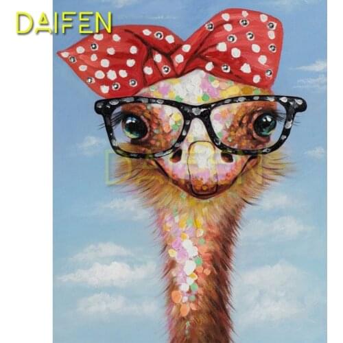 5D DIY Diamond embroidery beard Full Square Diamond painting Cross stitch Cartoon ostrich Full Round Diamond mosaic Glasses bow
