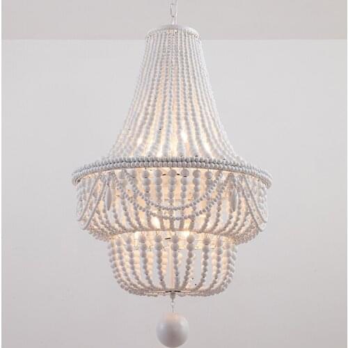Large/White/wood chandelier beaded light modern/nordic/kitchen/french chandelier lighting in hallway/living room/foyer WF