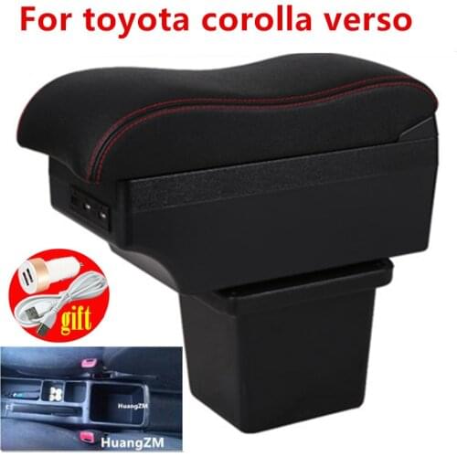 For toyota corolla verso Armrest box Interior Parts special Retrofit parts Car Armrest Center Storage box with USB LED light