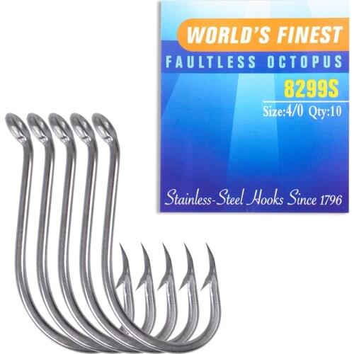 Fish King 6-25pcs Stainless Steel Octopus Sea Fishing Hooks 7/0#-6# Barbed Ringed Long Shank Saltwater Worm Jigging Hook Japan