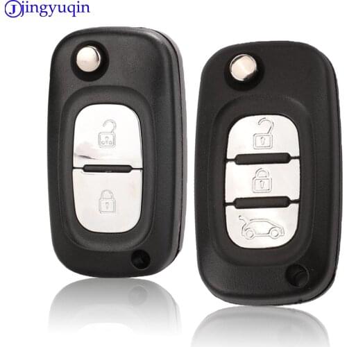 Jingyuqin 20ps 2/3 Buttons uncut blade Remote Car Key Case Cover Fob For Renault Clio Kangoo Modus Megane Folding Flid Key