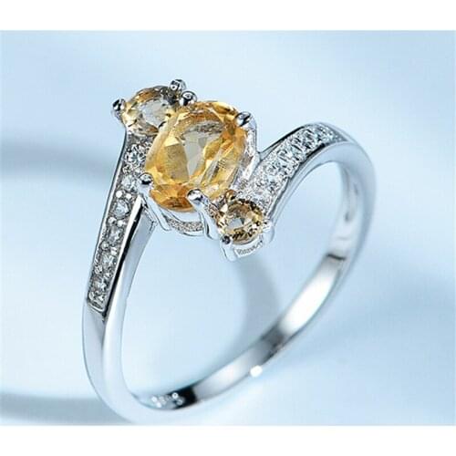 DY 925 Sterling Silver Ring Gemstone Oval Citrine Cubic Zirconia Luxury Elegant Ring For Women Engagement Party Classic Jewelry