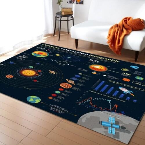 Planet Rocket Earth Satellite Carpet Bedroom Room Bedside Blanket Rug for Living Room Cloakroom Carpet Bedroom Decor