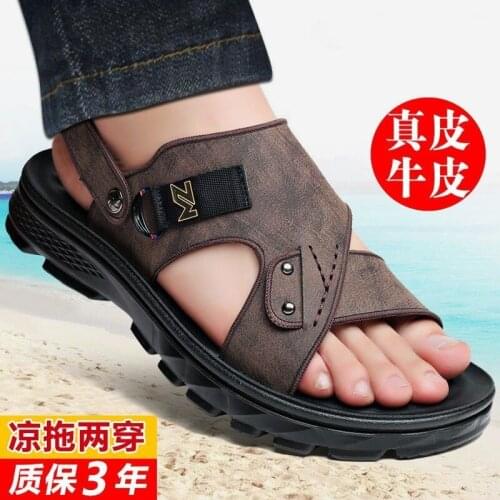 Leather Shoes Leather Summer Outdoor Leather Sandals Soled Shoes Sandalias Hombre Chaussure Homme