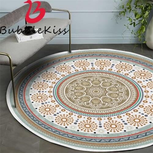 Bubble Kiss Bedroom Decor Round Carpet European Retro Bedside Breathable Non-Slip Mat For Home Living Room Coffee Table Carpet
