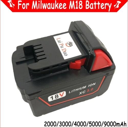 For Milwaukee M18 18V 2.0Ah 3.0Ah 4.0Ah 5.0Ah 9.0Ah Replacement Power Tool Lithium Battery 48-11-1828 48-11-1840 49-24-0171-M18