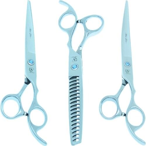 7.0" Professional Pet Grooming Scissors Japan 440c Dog Hair Cutting & Thinning & Curved Shears Hairdressing Puppy Tijeras B0012A