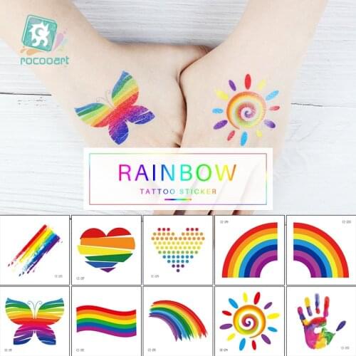 Cute Colorful Mini Rainbow Design Water Transfer Waterproof Temporary Tattoos Stickers For Kids Girl Children Gift Fake Tattoo
