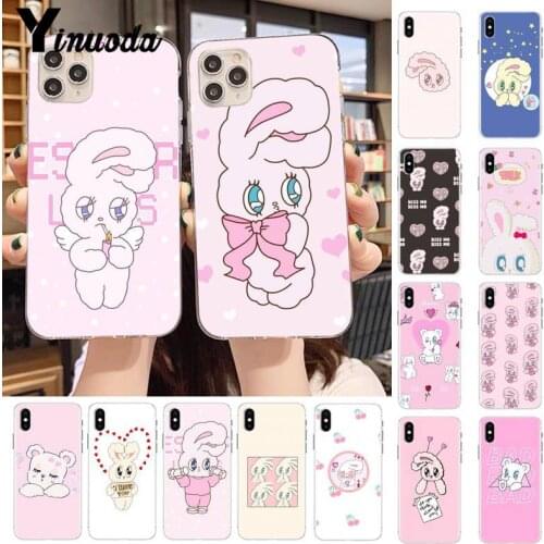 Yinuoda Cute Pink rabbit esther bunny Smart Bling Cute Phone Case for iPhone 11 pro XS MAX 8 7 6 6S Plus X 5S SE 2020 XR case