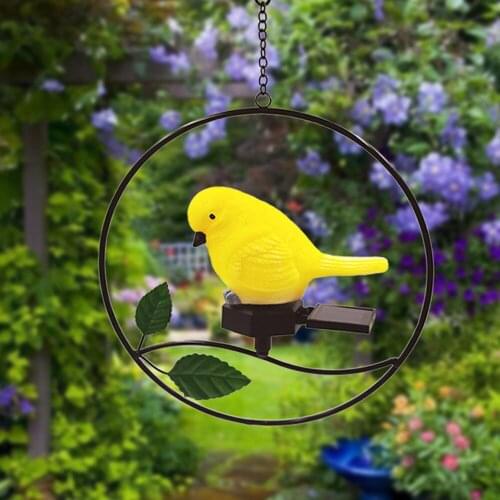 1PCS Solar Chime Lamp Parrot Owl Perched Statue Hanging Solar Sensor Light LED Lantern Night Hanging Lamp for Garden Yard