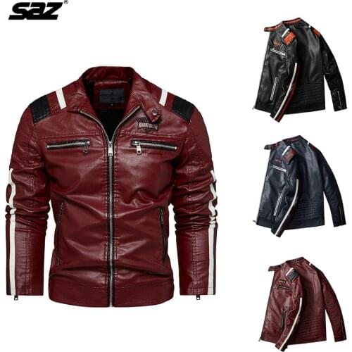 Mens Pu Leather Jacket Jacket Autumn and Winter New Motorcycle Wear Loose Coat Top Mens Generation 2021