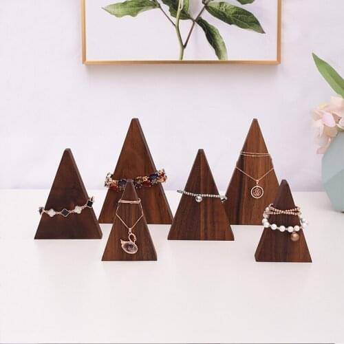 Natural Unpainted Wooden Ring Jewelry Display Rack Stand Cone Shape Holder Organizer
