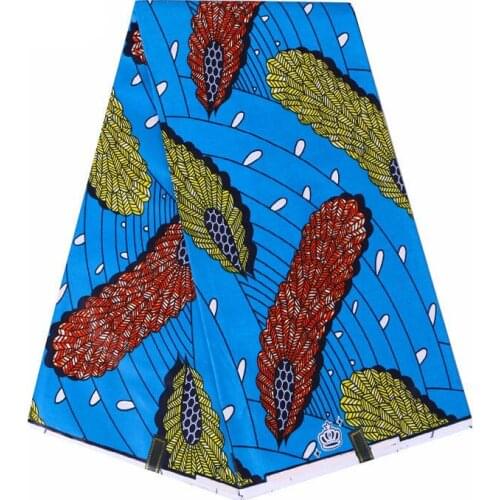 2021 New African Real Wax Fabric Blue Prints Pagne Ankara Cotton Material Nigerian Ghana For Wedding Party Dress