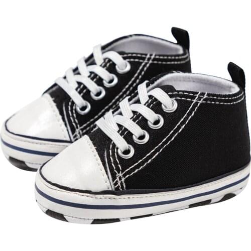 Newborn Baby Shoes Boys Girls Canvas Shoes First Walkers Infant Shoes Soft Sole Anti-slip Strappy Sneaker Toddler Shoes 0-18M