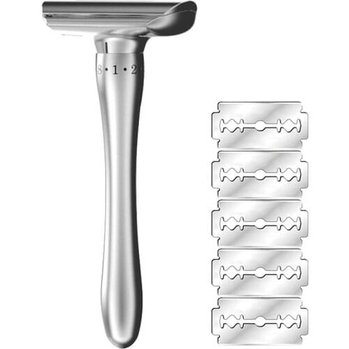 Adjustable Safety Razor with Magnetic Cover 1 Razor & 5 blades