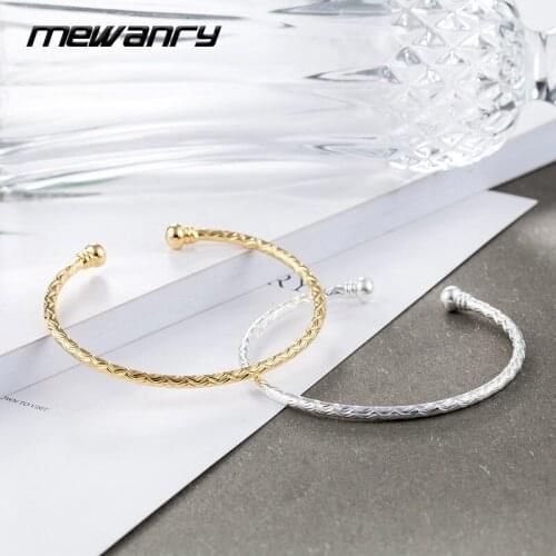 Mewanry Adjustable 925 Sterling Silver Bracelet 2021 Trend Vintage Simple Twist Couples Bangles Party Jewelry Gifts Wholesale
