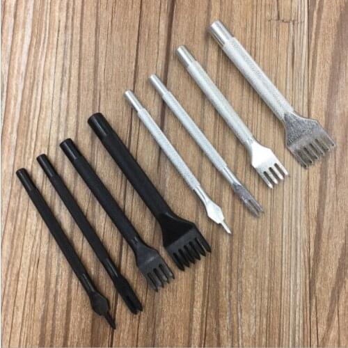 3/4mm 1/2/4/6 holes black/nickle Steel Chisel leather Craft hole Punch Tools Rhombus prong Punch Tools Cutter Pitch Eyelet punch