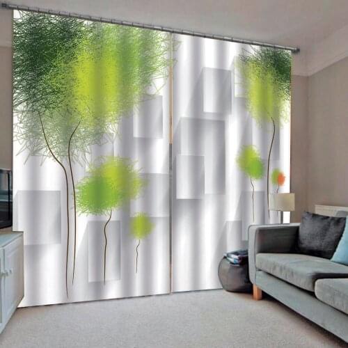 Stereoscopic green Dandelion 3D Curtain Luxury Blackout Window Curtain Living Room