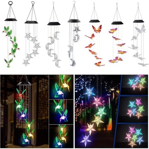 LED Solar Wind Chimes Color Changing Hanging Light Home Garden Decorative Crafts Outdoor Hanging Wind Chimes Lights