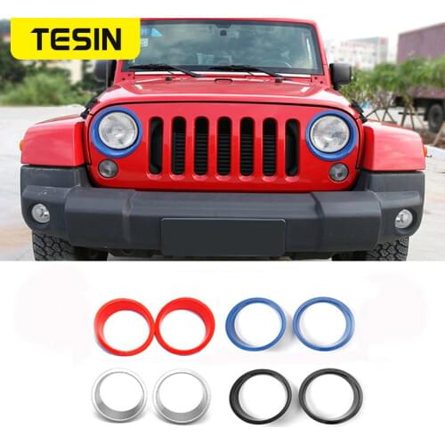 TESIN ABS Car Exterior Front Headlight Light Lamp Cover Decoration Stickers for Jeep Wrangler JK 2007-2017 Exterior Accessories